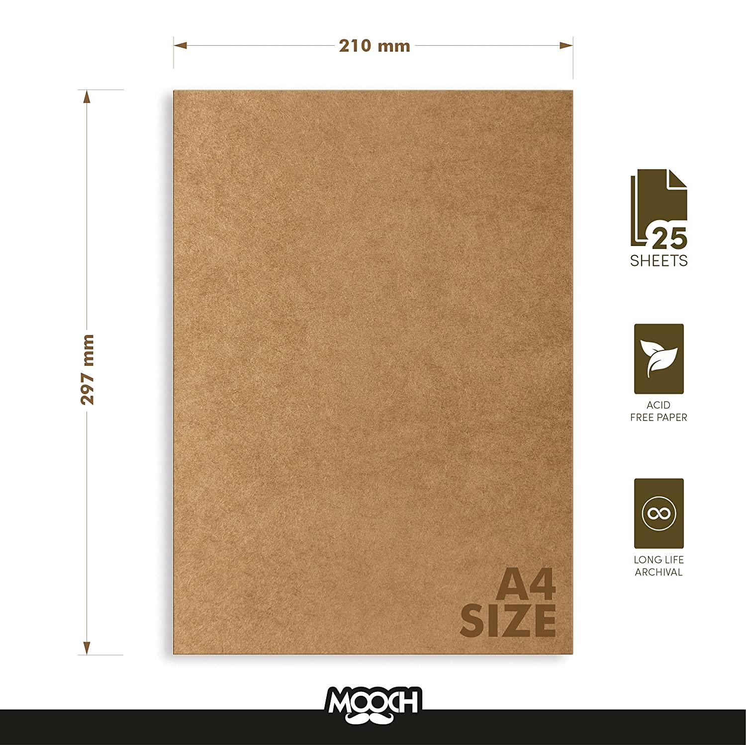 A4 SIZE KHAKI ART SHEETS - 300 GSM PACK OF 25 MOOCH DESIGN STUDIO