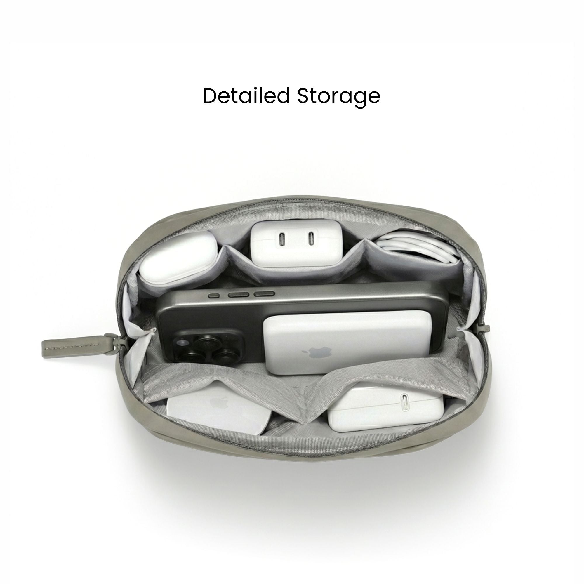 TECH POUCH BIO BASED VEGAN LEATHER - ASH GRAY MOOCH DESIGN STUDIO LLP