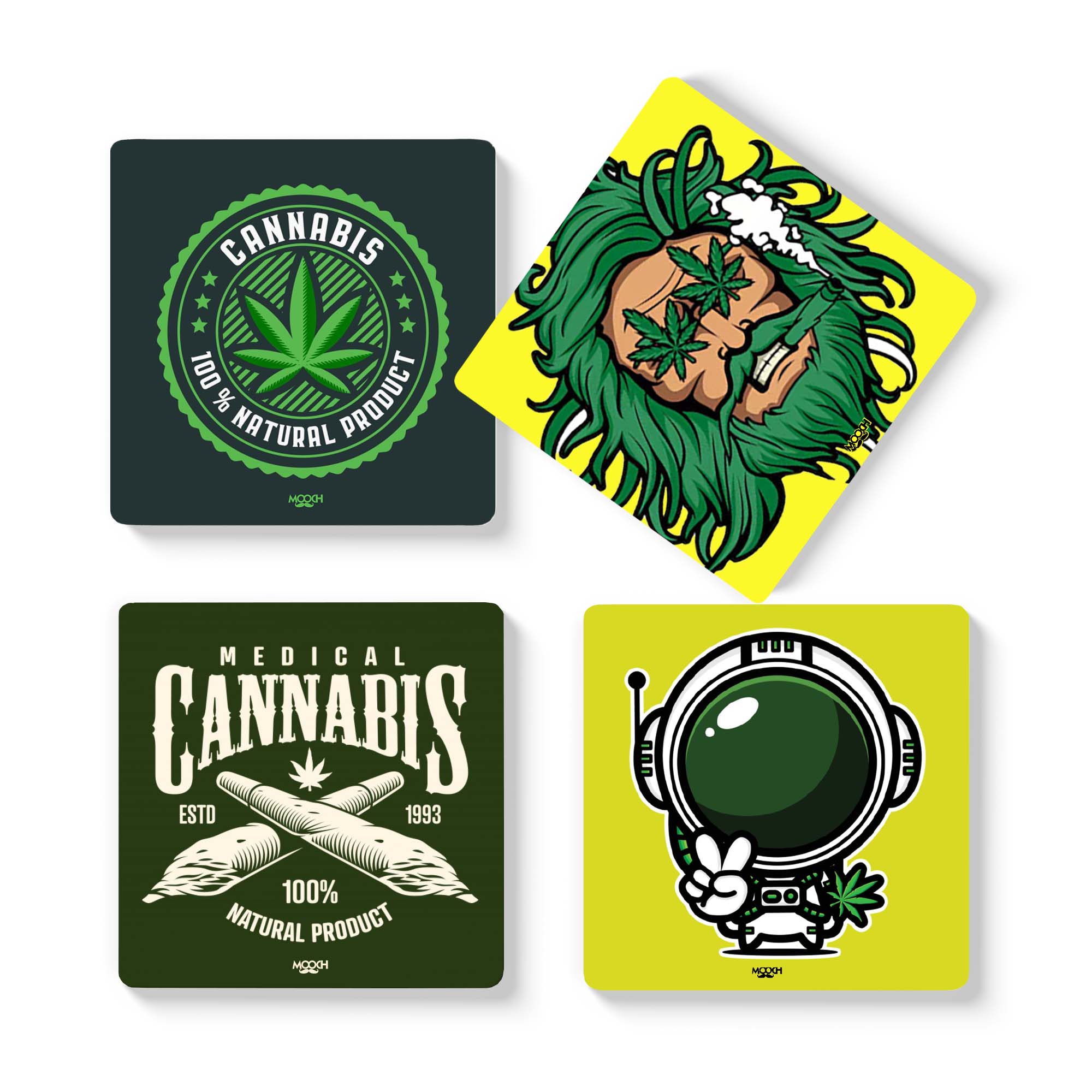 WEED - Fridge Magnet/Tea Coaster - Set Of 4 MOOCH DESIGN STUDIO