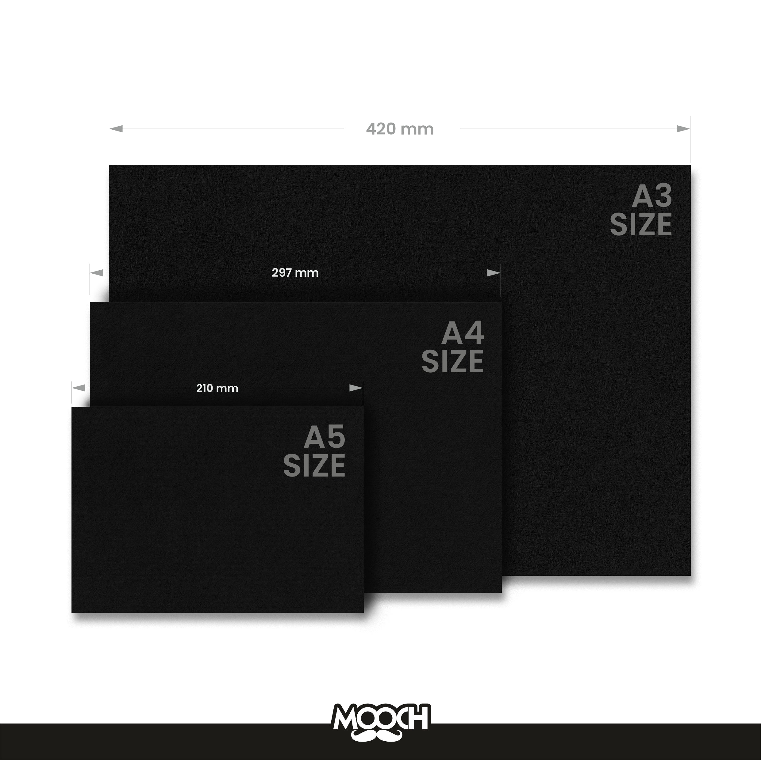 A4 SIZE BLACK ART SHEETS - 300 GSM PACK OF 25 MOOCH DESIGN STUDIO
