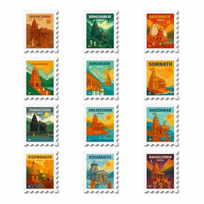 Set of 12 Jotirling - Stamp Magnet MOOCH DESIGN STUDIO LLP