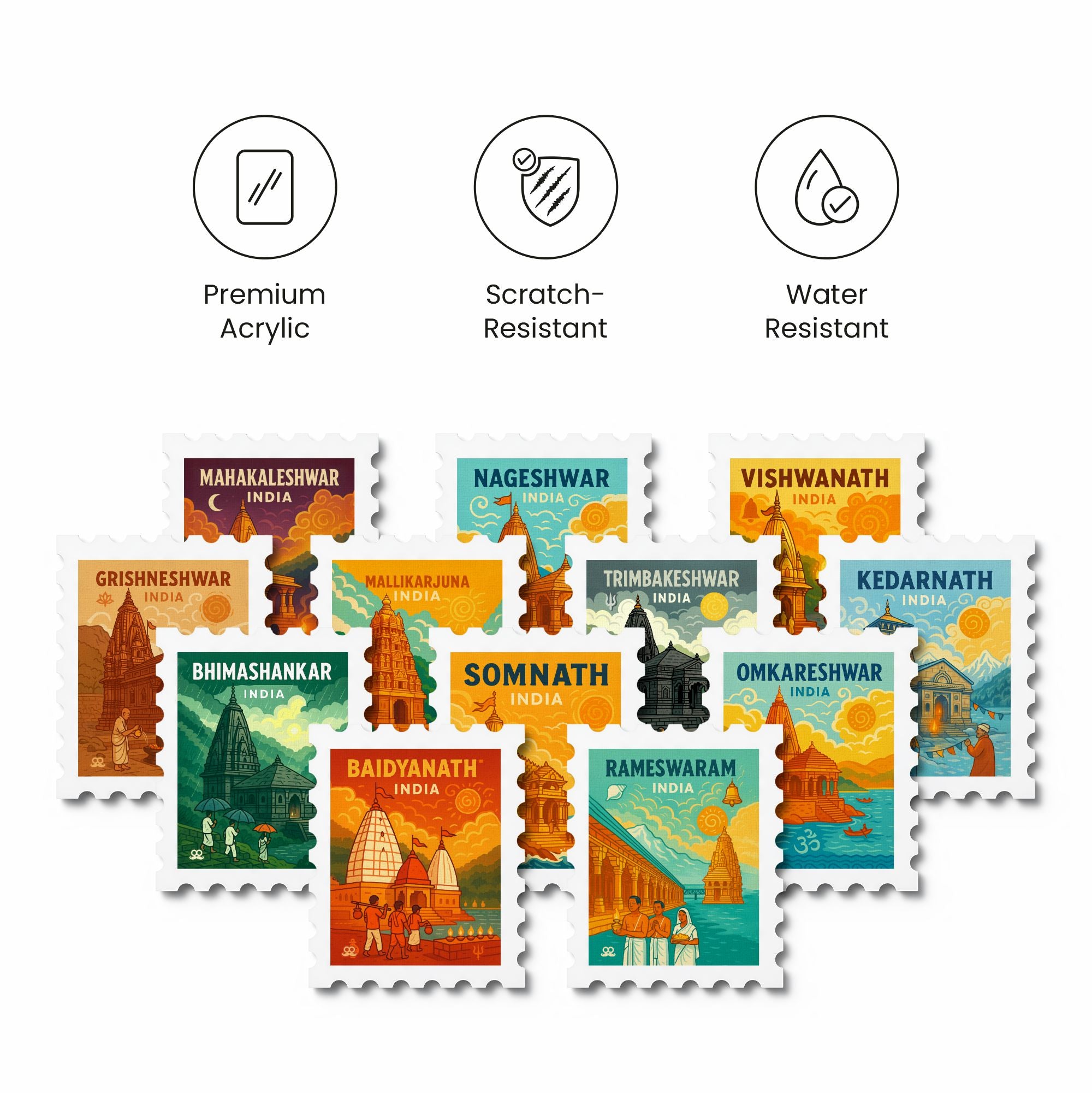 Set of 12 Jotirling - Stamp Magnet MOOCH DESIGN STUDIO LLP