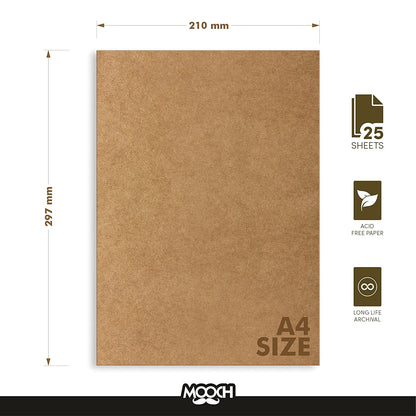 A4 SIZE KHAKI ART SHEETS - 300 GSM PACK OF 25 MOOCH DESIGN STUDIO