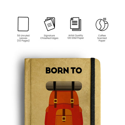 BORN TO TRAVEL - Handcrafted Diary MOOCH DESIGN STUDIO
