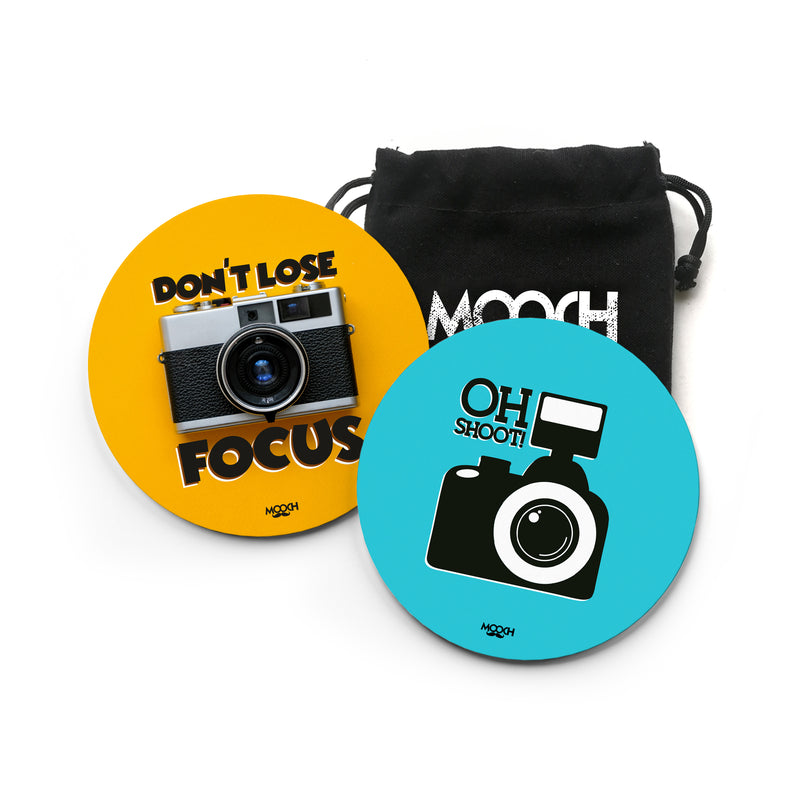 DON'T LOOSE FOCUS + OH SHOOT! - COASTER MAGNETS - SET OF 2