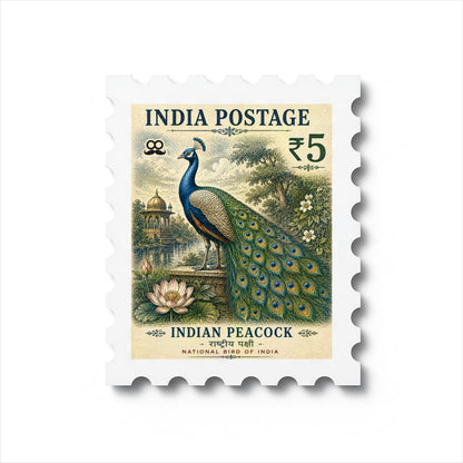 Indian Peacock - Magnetic Stamp