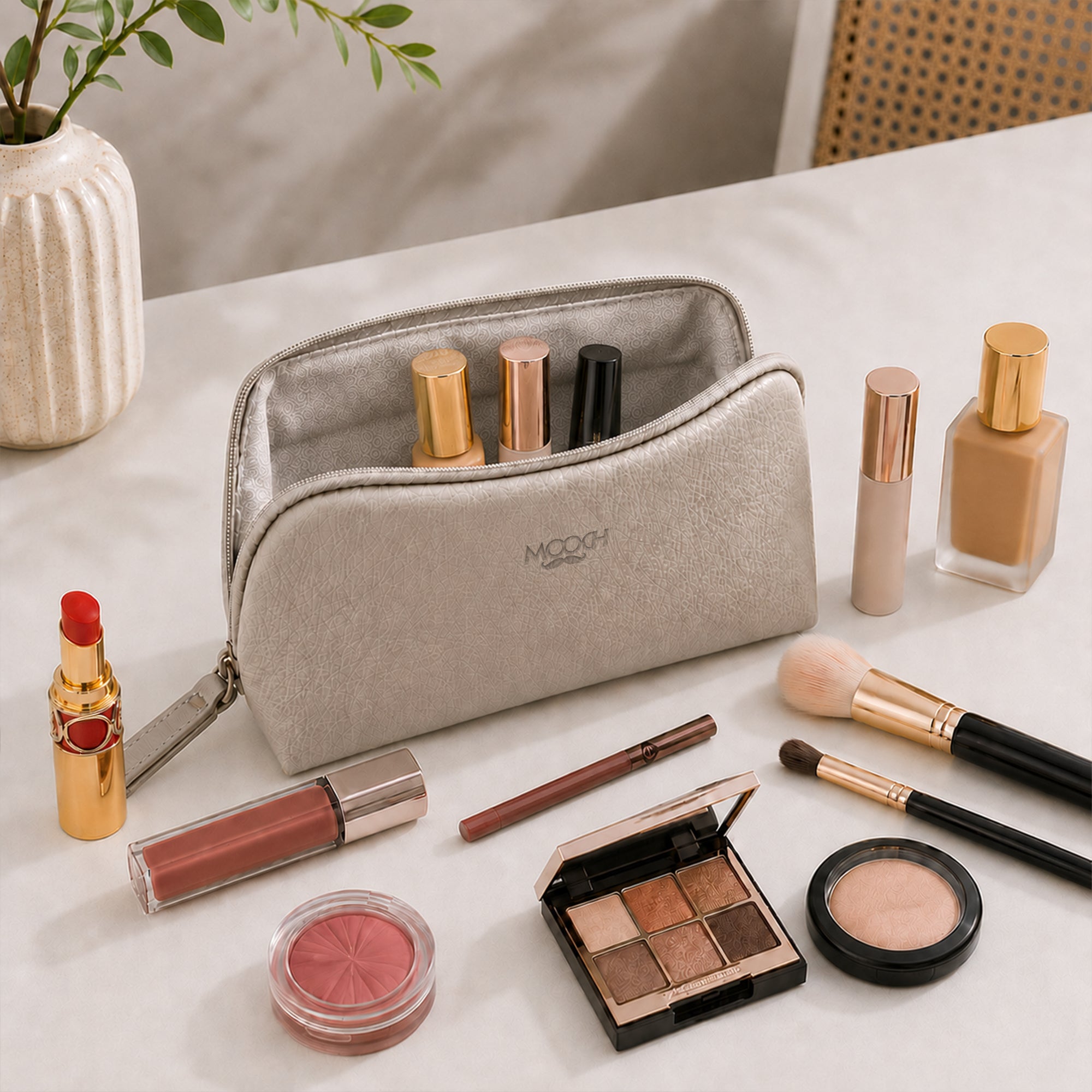 ALL KIND UTILITY VEGAN LEATHER POUCH - ASH GRAY MOOCH DESIGN STUDIO LLP