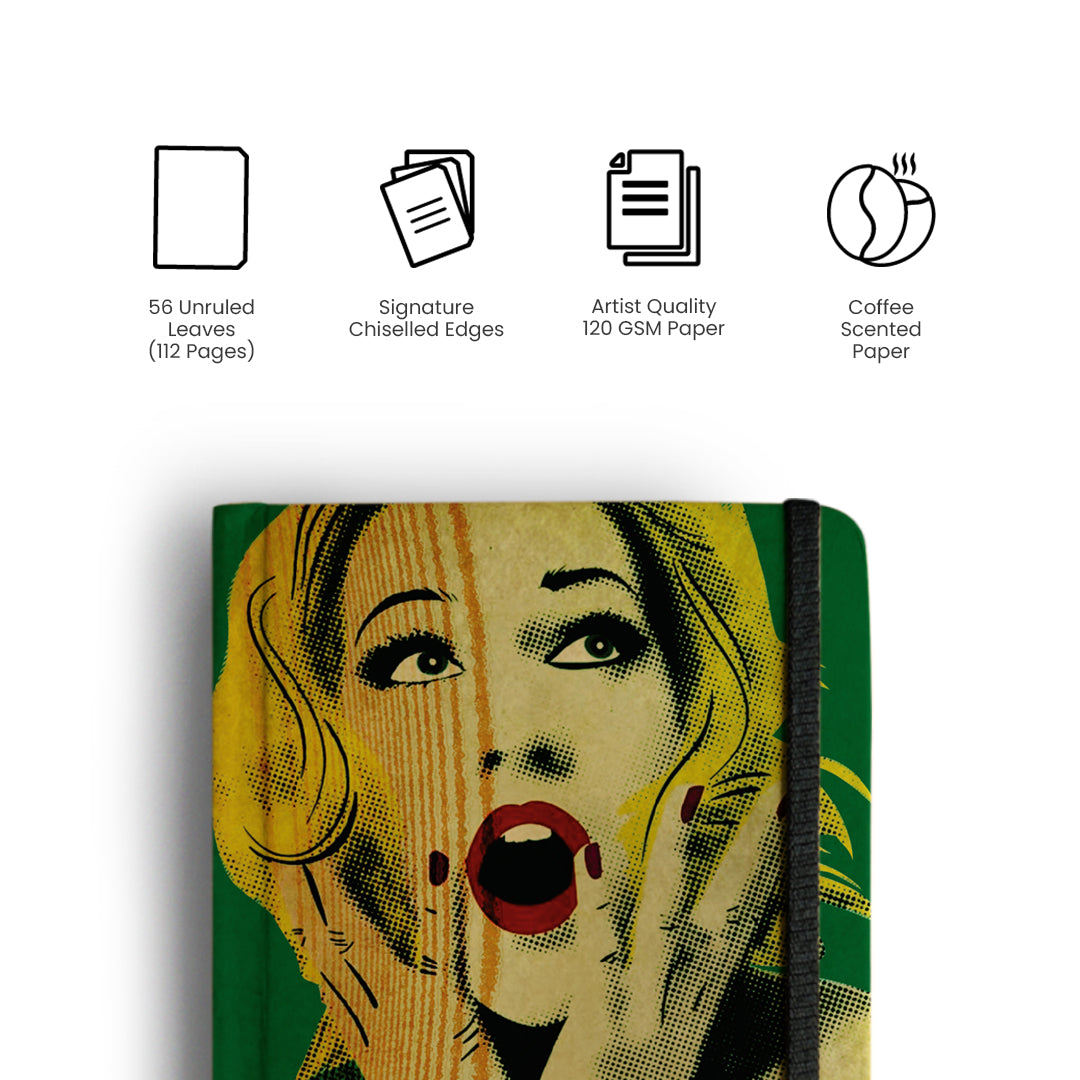MARILYN MONROE - (GREEN) - Handcrafted Diary MOOCH DESIGN STUDIO