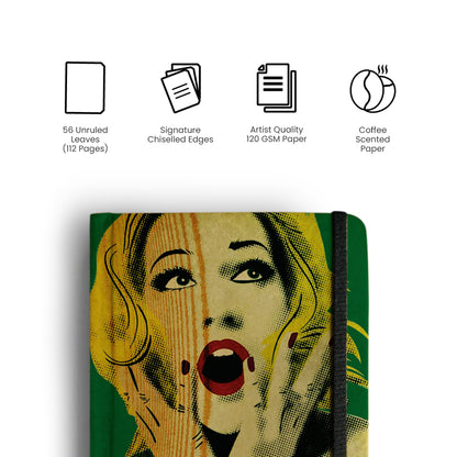 MARILYN MONROE - (GREEN) - Handcrafted Diary MOOCH DESIGN STUDIO