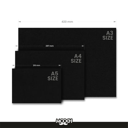 A4 SIZE BLACK ART SHEETS - 300 GSM PACK OF 25 MOOCH DESIGN STUDIO