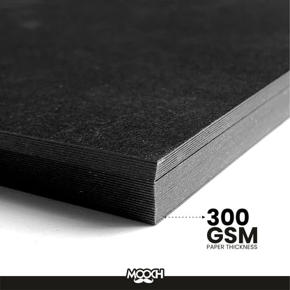 A4 SIZE BLACK ART SHEETS - 300 GSM PACK OF 25 MOOCH DESIGN STUDIO